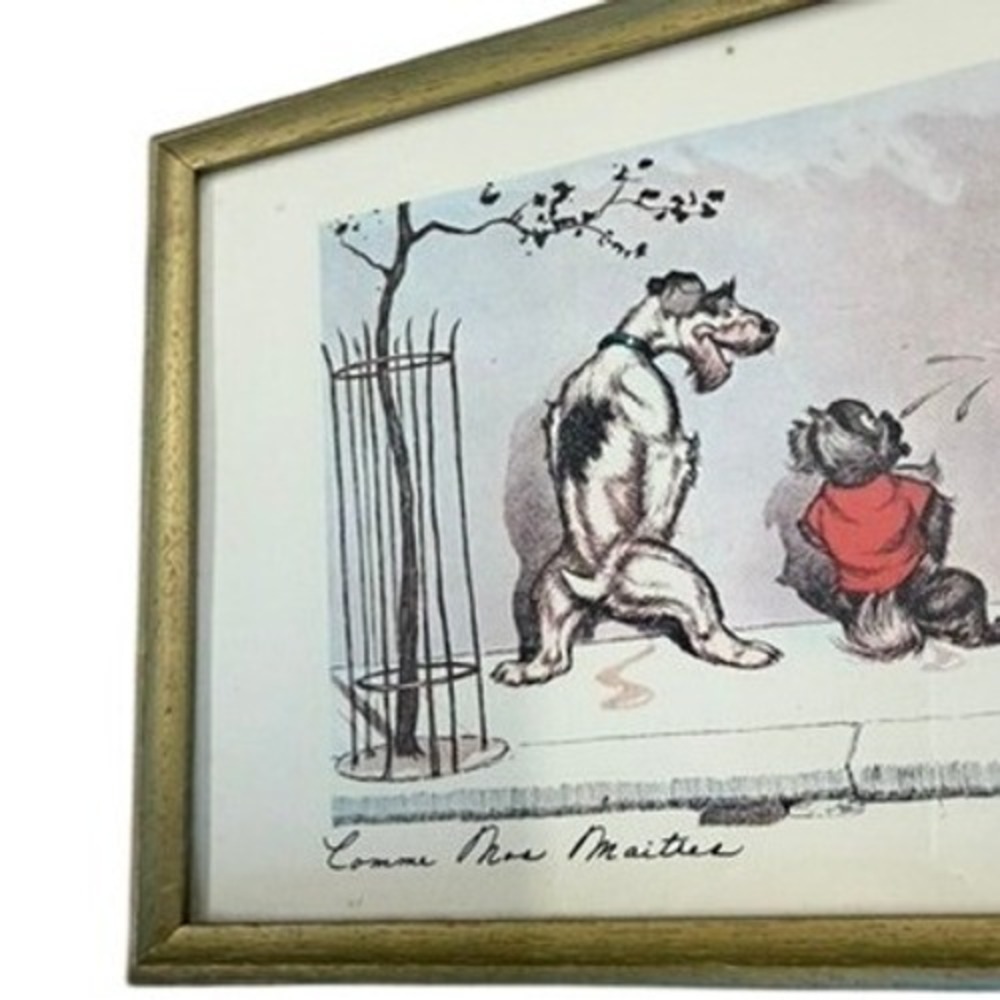 VTG Boris O'Klein Comme Nos Maitres Framed Print Dirty Dogs of Paris Art RARE - Picture 2 of 9